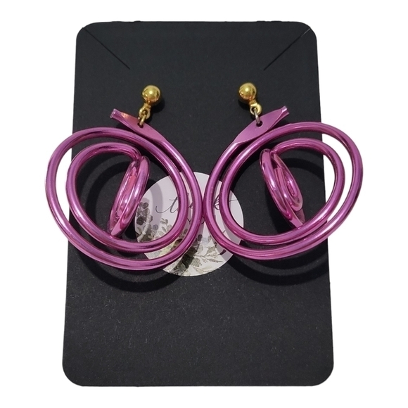 Metallic Vintage 90s Spiral Earrings  Purple - Picture 2 of 3